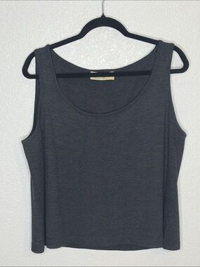 St John Collection Charcoal Gray Santana Knit Scoop Neck Tank Size XL Minimalist